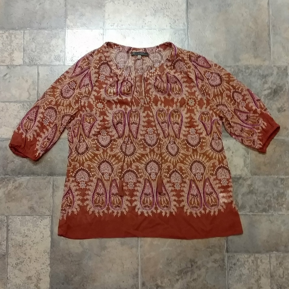 Rose & Olive boho paisley top size 1X
